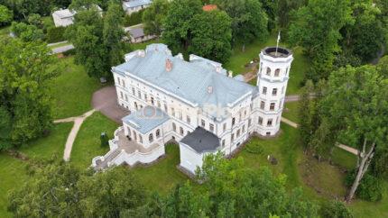 Historic Puurmani Manor Castle and Park in Estonia - 4K Drone Video