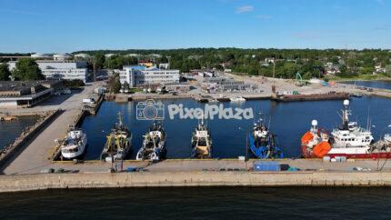 Miiduranna harbor fishing ships Estonia 4K Drone Video