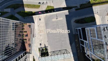 Top down aerial view of modern office buildings in Tallinn Estonia