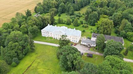 Aerial Drone Tracking Video Over Historic Countryside Manor Estate