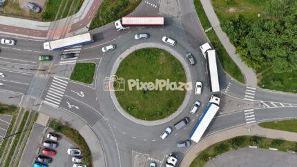 Aerial Top Down 4K Video of City Roundabout Traffic - 4K Drone Video