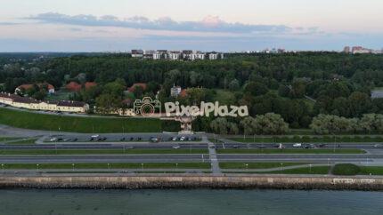 Aerial Video of Coastal Highway and Historic City Park