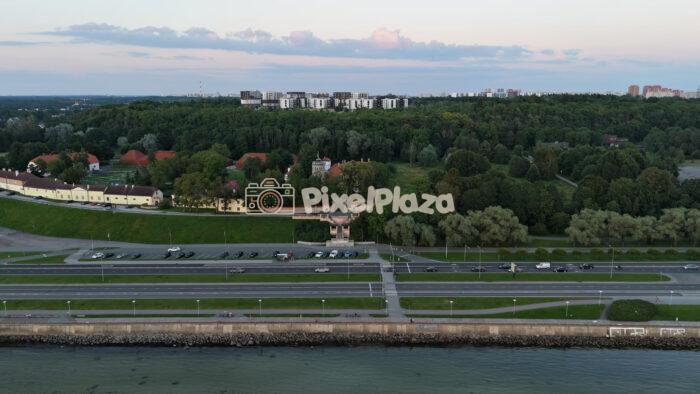 Aerial Video of Coastal Highway and Historic City Park