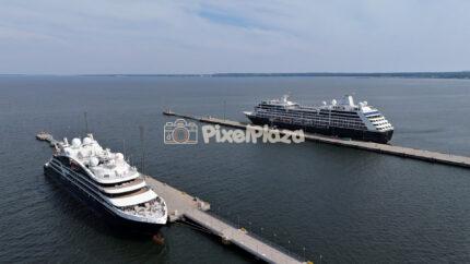 Aerial Video of Cruise Ships Docked at Passenger Port